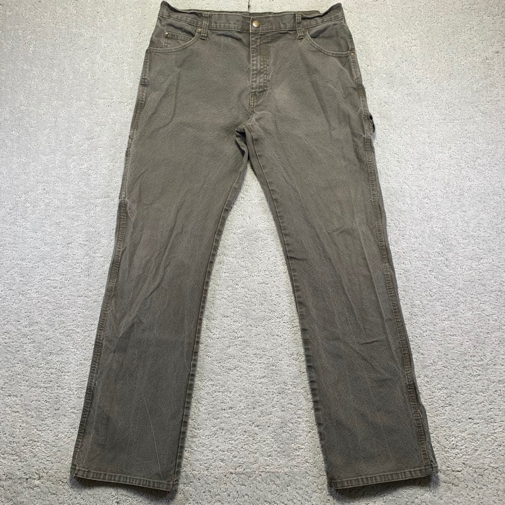Dickies Mens Carpenter Pants 36x34 (35x32) Green Brown Workwear Distressed Faded